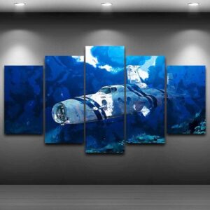 Deep Sea Submarine - Aircraft 5 Panel Canvas Art Wall Decor