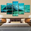 Deep Sea Turtle - Animal 5 Panel Canvas Art Wall Decor