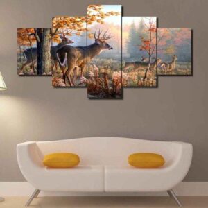 Deer 01 - Animal 5 Panel Canvas Art Wall Decor