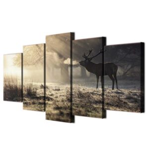 Deer 06 - Animal 5 Panel Canvas Art Wall Decor