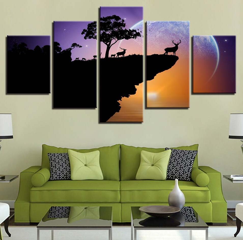 Deer 17 - Animal 5 Panel Canvas Art Wall Decor Deer 17 - Animal 5 Panel Canvas Art Wall Decor