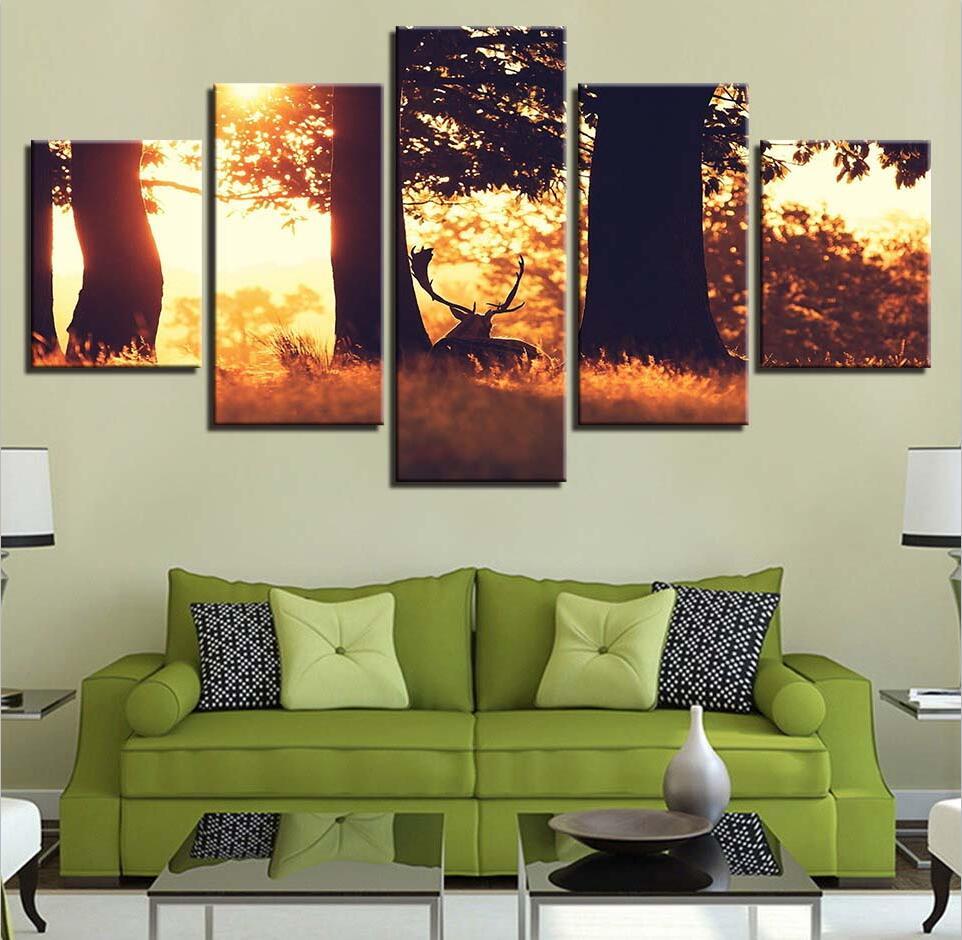 Deer 19 - Animal 5 Panel Canvas Art Wall Decor Deer 19 - Animal 5 Panel Canvas Art Wall Decor
