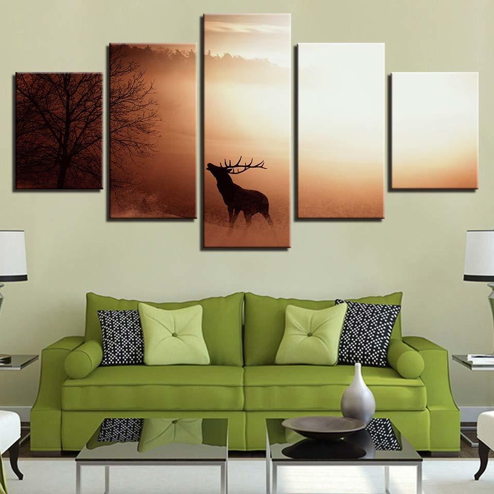Deer 26 - Animal 5 Panel Canvas Art Wall Decor Deer 26 - Animal 5 Panel Canvas Art Wall Decor