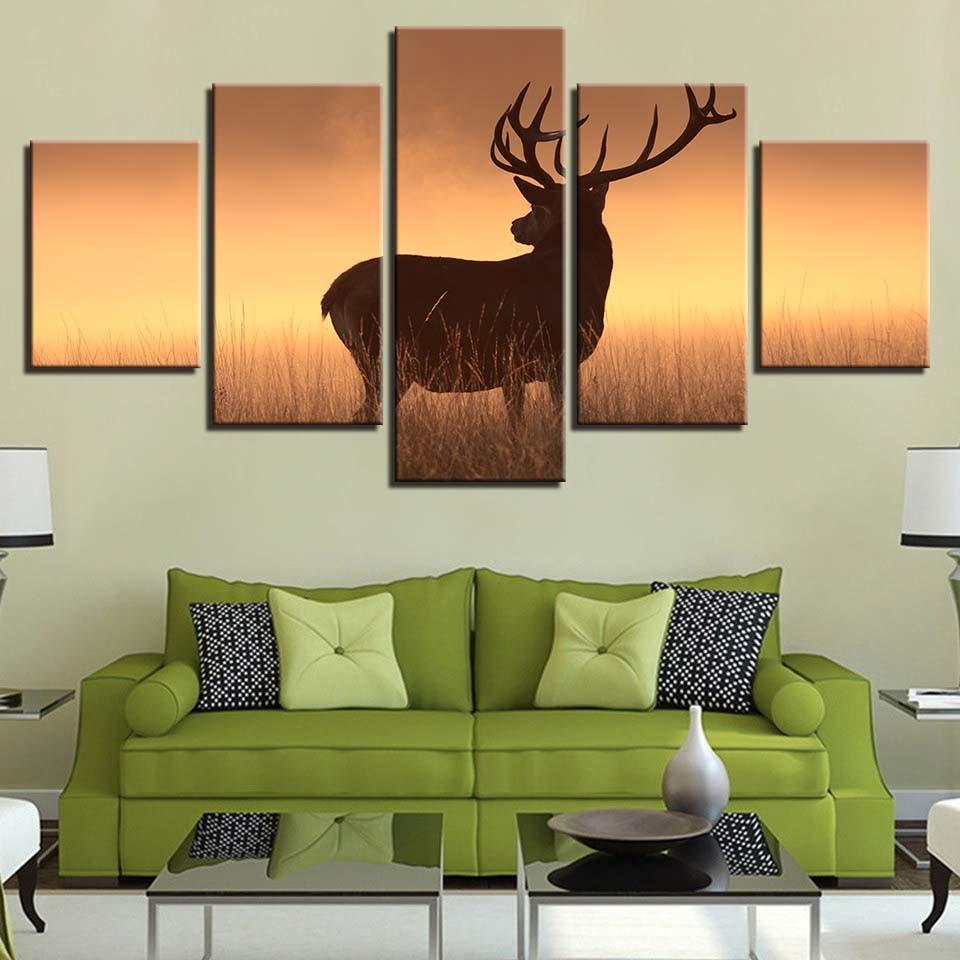 Deer 29 - Animal 5 Panel Canvas Art Wall Decor Deer 29 - Animal 5 Panel Canvas Art Wall Decor