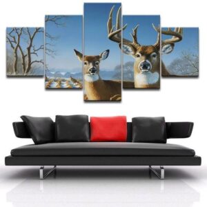 Deer 3 - Animal 5 Panel Canvas Art Wall Decor