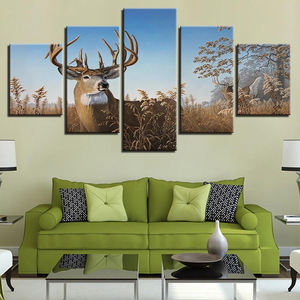 Deer 31 - Animal 5 Panel Canvas Art Wall Decor Deer 31 - Animal 5 Panel Canvas Art Wall Decor