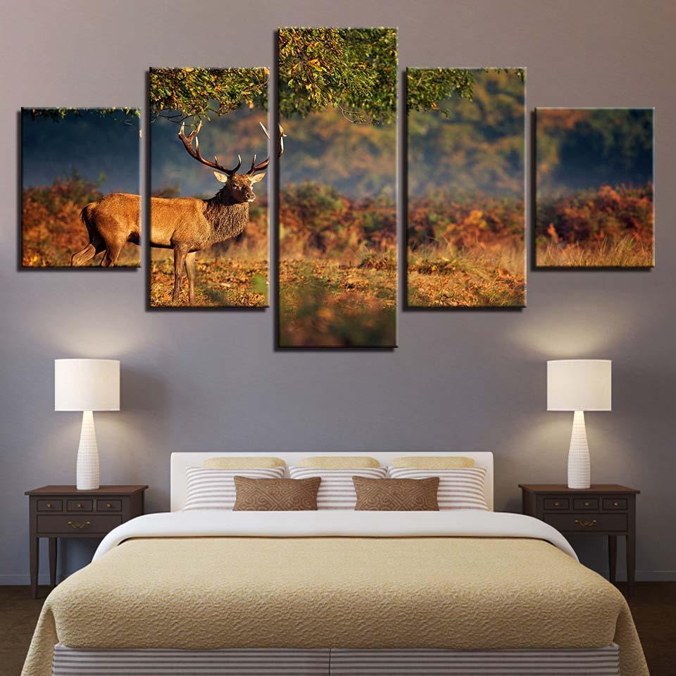 Deer 33 - Animal 5 Panel Canvas Art Wall Decor Deer 33 - Animal 5 Panel Canvas Art Wall Decor