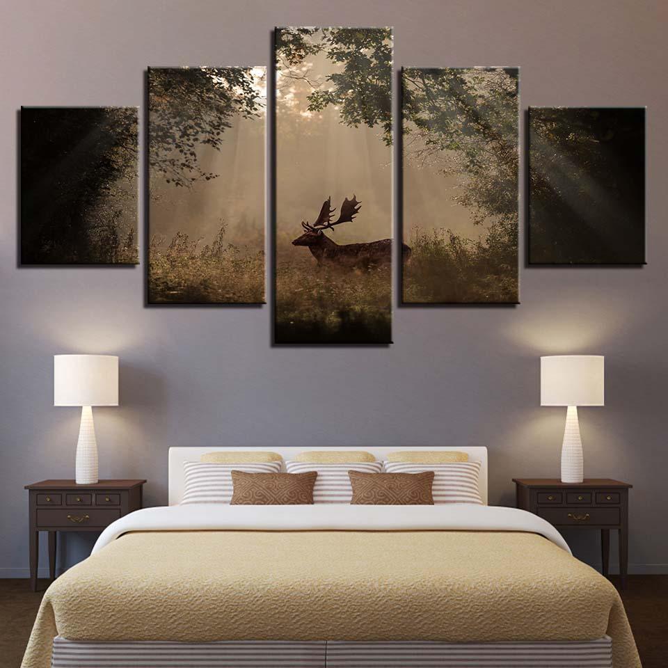 Deer 34 - Animal 5 Panel Canvas Art Wall Decor Deer 34 - Animal 5 Panel Canvas Art Wall Decor
