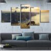 Deer And Mountain - Nature 5 Panel Canvas Art Wall Decor
