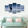 Deer Anticipation - Animal 5 Panel Canvas Art Wall Decor