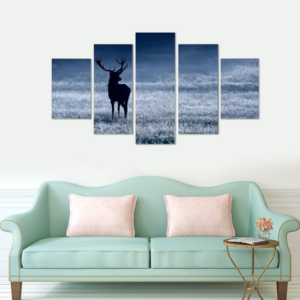 Deer Anticipation - Animal 5 Panel Canvas Art Wall Decor
