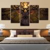 Deer Antlers Deer - Abstract Animal 5 Panel Canvas Art Wall Decor