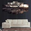 Deer Buck Antler Tree Wildlife Animal - 5 Panel Canvas Art Wall Decor
