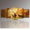 Deer Forest - Animal 5 Panel Canvas Art Wall Decor