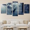 Deer In Snowy Forest - Nature 5 Panel Canvas Art Wall Decor