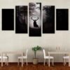 Deer In The Dark Forest - Animal 5 Panel Canvas Art Wall Decor