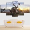 Deer Mom And Baby - Animal 5 Panel Canvas Art Wall Decor