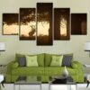Deer Under The Big Tree - Animal 5 Panel Canvas Art Wall Decor