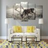Deer - Animal 5 Panel Canvas Art Wall Decor