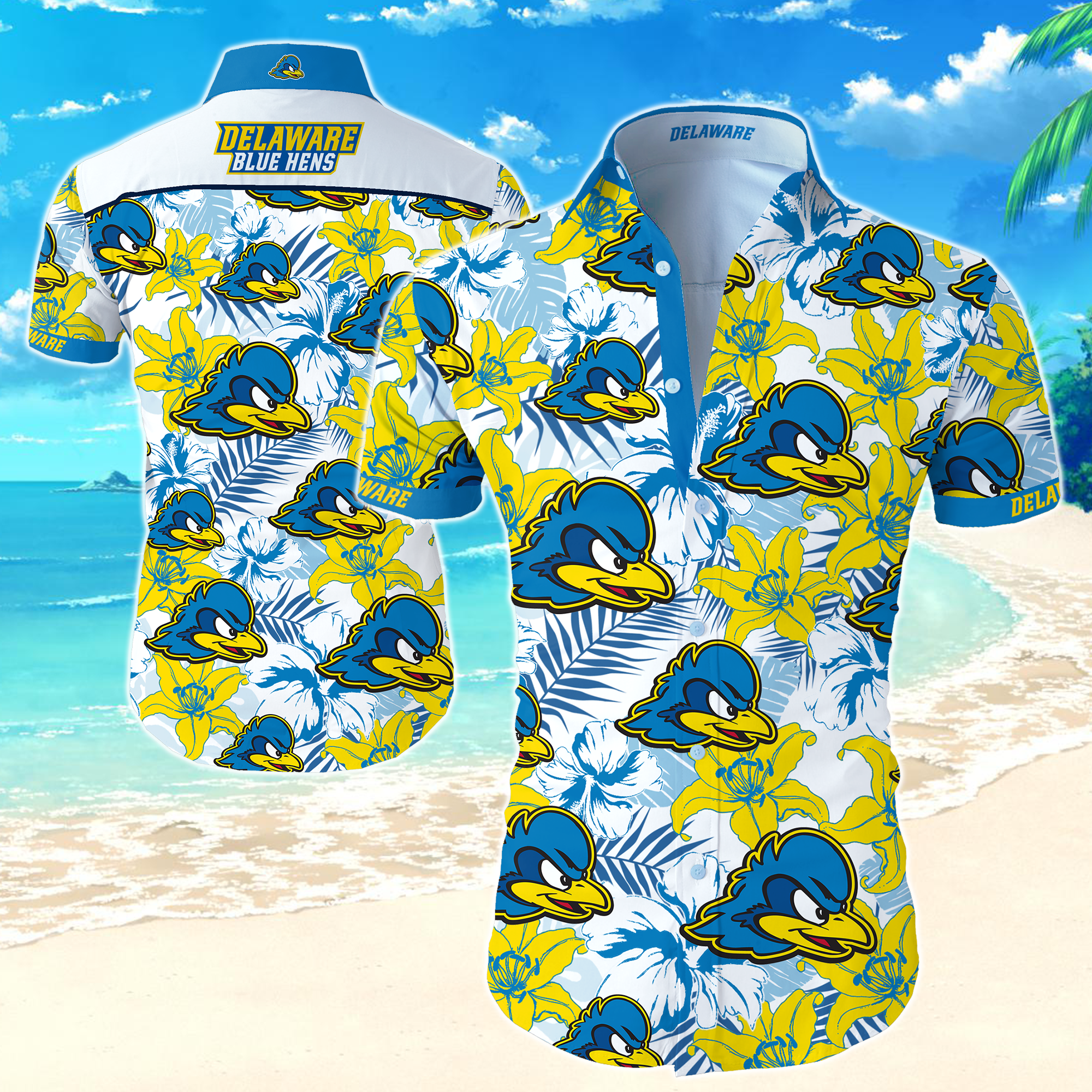 Delaware Fighting Blue Hens Hawaiian Shirt Summer Button Up Delaware Fighting Blue Hens Hawaiian Shirt Summer Button Up