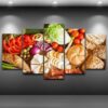 Deli Meat Cheese Bread Vegetables - Nature 5 Panel Canvas Art Wall Decor