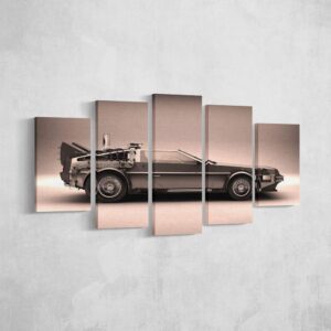 Delorean 1 - Automative 5 Panel Canvas Art Wall Decor