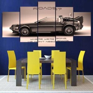 Delorean Back To The Future - Sport 5 Panel Canvas Art Wall Decor