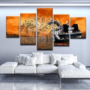 Delorean Disperse - Automative 5 Panel Canvas Art Wall Decor