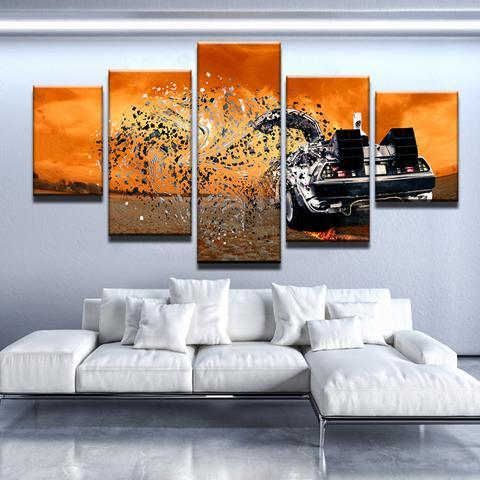 Delorean Disperse - Automative 5 Panel Canvas Art Wall Decor Delorean Disperse - Automative 5 Panel Canvas Art Wall Decor
