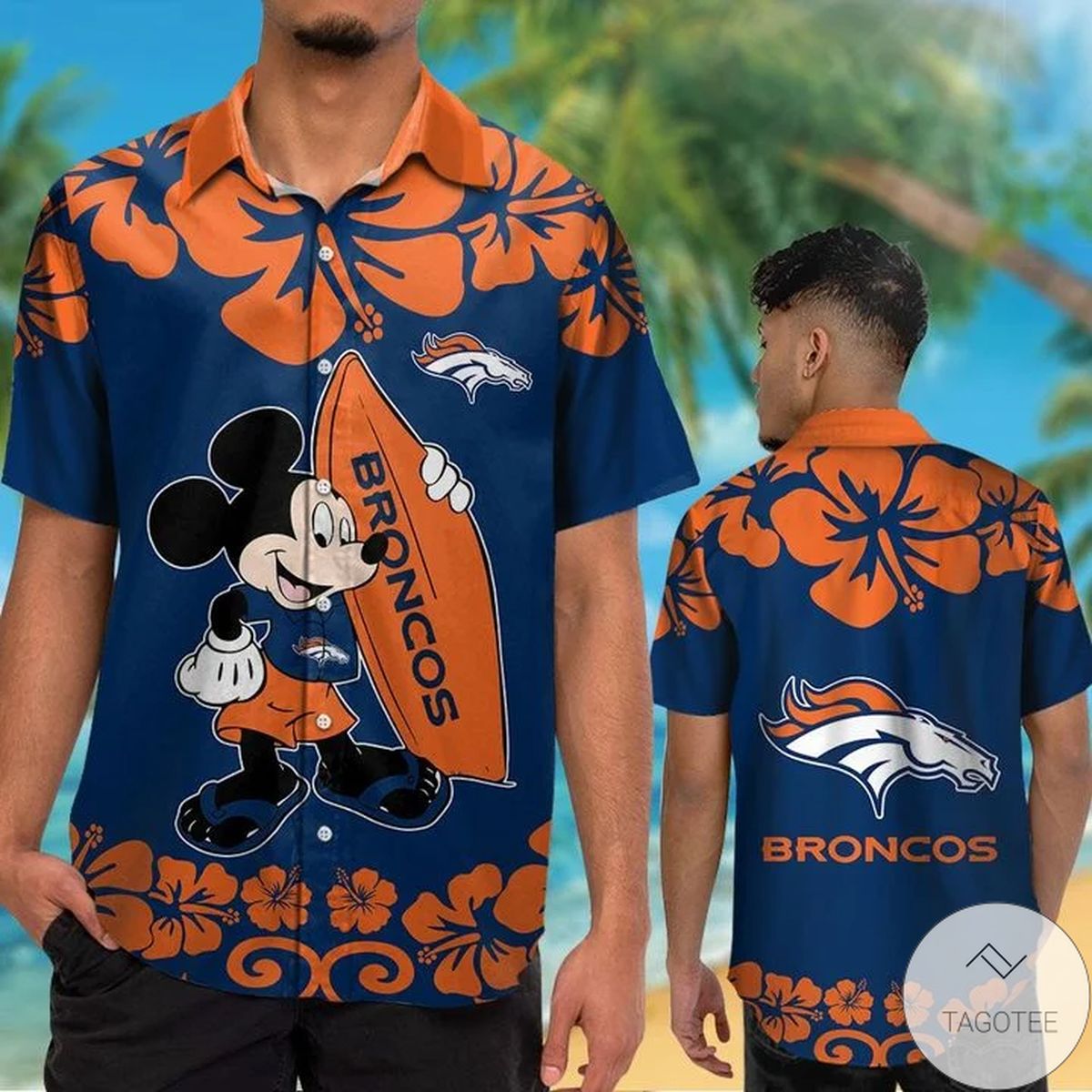 Denver Broncos & Mickey Mouse Hawaiian Shirt Denver Broncos & Mickey Mouse Hawaiian Shirt