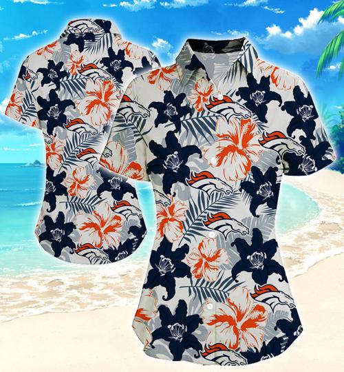Denver Broncos Women Hawaiian Shirt Summer Button Up Denver Broncos Women Hawaiian Shirt Summer Button Up