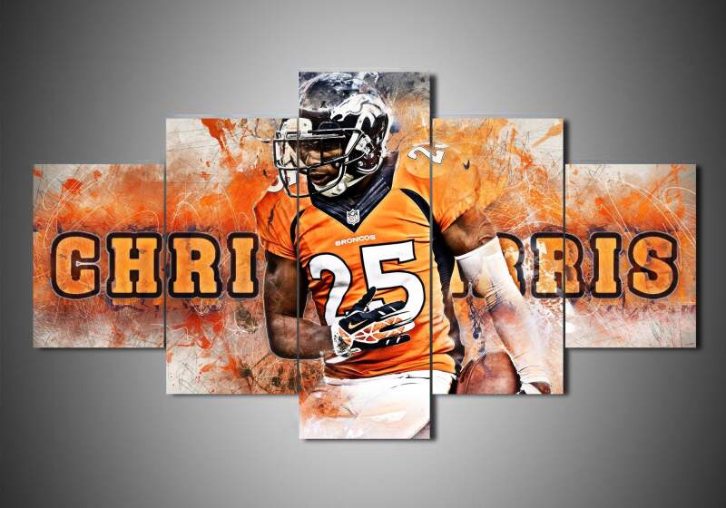 Denver Broncos - Chris Harris - Sport 5 Panel Canvas Art Wall Decor Denver Broncos - Chris Harris - Sport 5 Panel Canvas Art Wall Decor