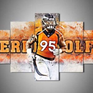 Denver Broncos - Derek Wolfe - Sport 5 Panel Canvas Art Wall Decor