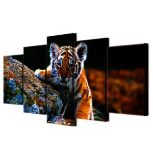 Desperate little tiger - Animal 5 Panel Canvas Art Wall Decor