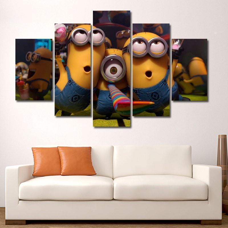 Despicable Me : Minions Cartoon - 5 Panel Canvas Art Wall Decor Despicable Me : Minions Cartoon - 5 Panel Canvas Art Wall Decor