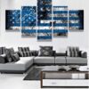 Detroit Lions American Flag - Abstract 5 Panel Canvas Art Wall Decor