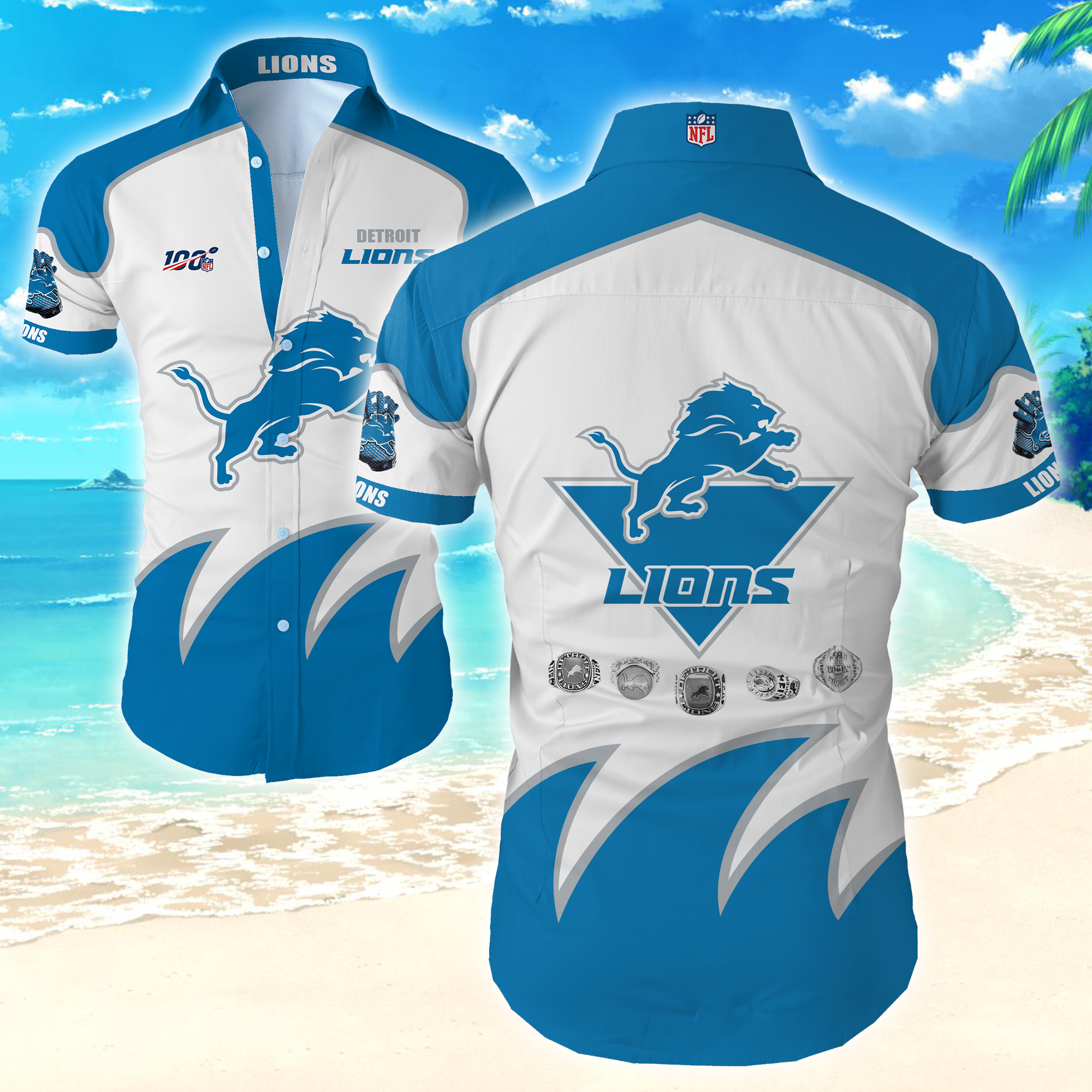 Detroit Lions Hawaiian Shirt Summer Button Up Detroit Lions Hawaiian Shirt Summer Button Up