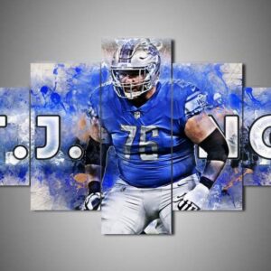 Detroit Lions - T.J. Lang - Sport 5 Panel Canvas Art Wall Decor