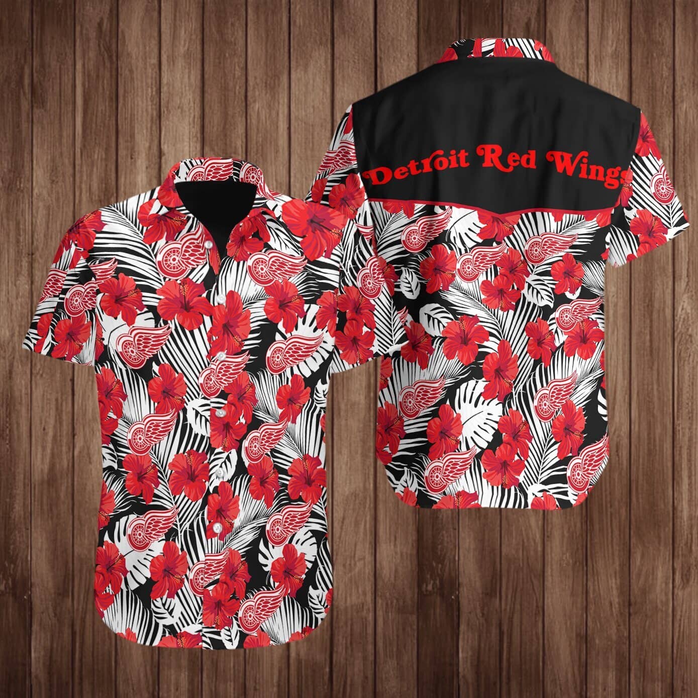 Detroit Red Wings Hockey Hawaiian Shirt Summer Button Up Detroit Red Wings Hockey Hawaiian Shirt Summer Button Up