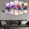 Detroit Skyline - Abstract 5 Panel Canvas Art Wall Decor