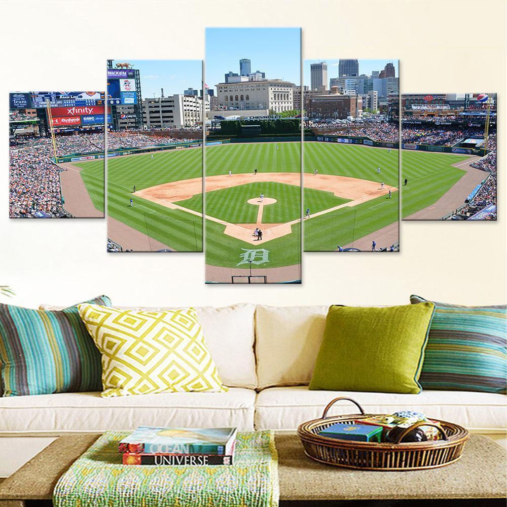 Detroit Tigers Stadium Baseball - 5 Panel Canvas Art Wall Decor Detroit Tigers Stadium Baseball - 5 Panel Canvas Art Wall Decor