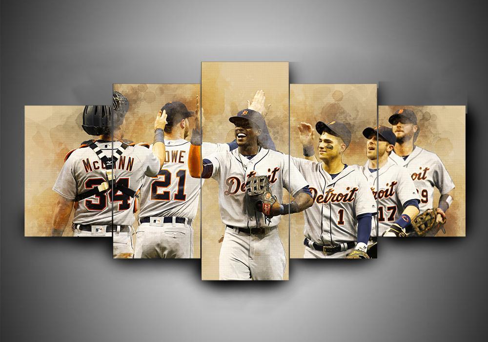 Detroit Tigers - Sport 5 Panel Canvas Art Wall Decor Detroit Tigers - Sport 5 Panel Canvas Art Wall Decor