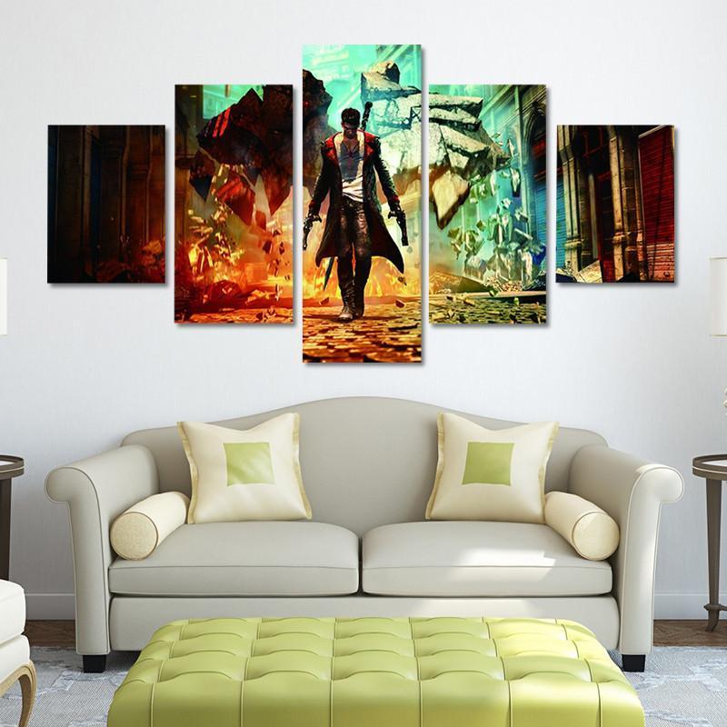 Devil May Cry : Dante - Gaming 5 Panel Canvas Art Wall Decor Devil May Cry : Dante - Gaming 5 Panel Canvas Art Wall Decor