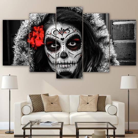 Dia De Muertos Day Of The Dead 1 - Space 5 Panel Canvas Art Wall Decor Dia De Muertos Day Of The Dead 1 - Space 5 Panel Canvas Art Wall Decor