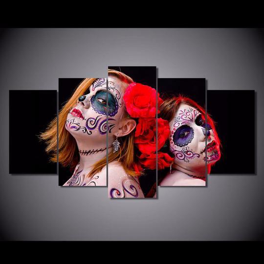 Dias De La Muerte 1 - Abstract 5 Panel Canvas Art Wall Decor Dias De La Muerte 1 - Abstract 5 Panel Canvas Art Wall Decor