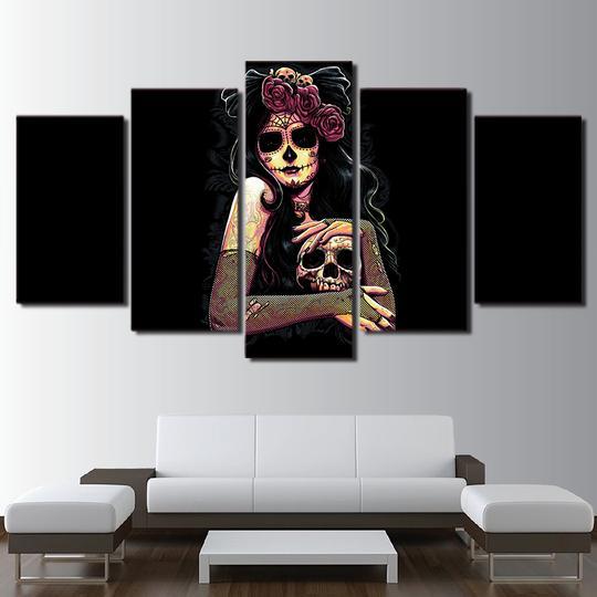 Dias De La Muerte - Abstract 5 Panel Canvas Art Wall Decor Dias De La Muerte - Abstract 5 Panel Canvas Art Wall Decor