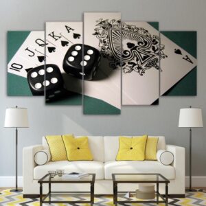Dice Poker Flush - Sport 5 Panel Canvas Art Wall Decor
