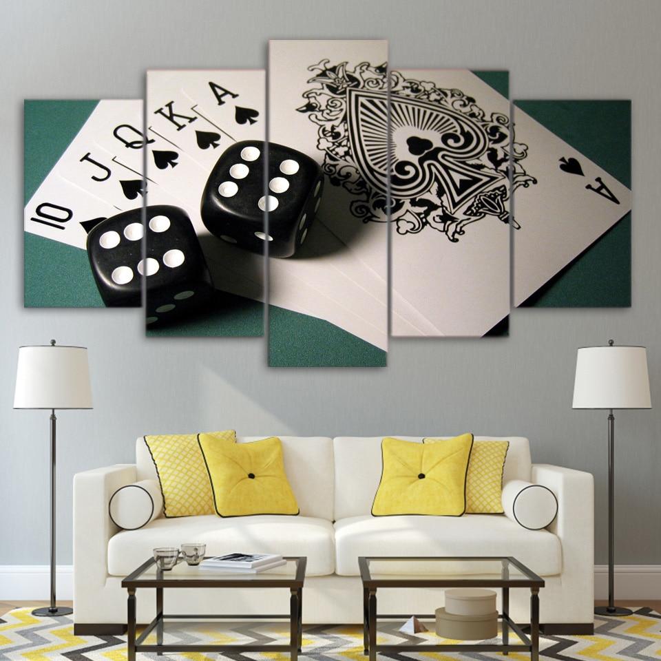 Dice Poker Flush - Sport 5 Panel Canvas Art Wall Decor Dice Poker Flush - Sport 5 Panel Canvas Art Wall Decor
