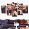 Different Types Of Make Up Brushes - Beauty Salon 5 Panel Canvas Art Wall Decor