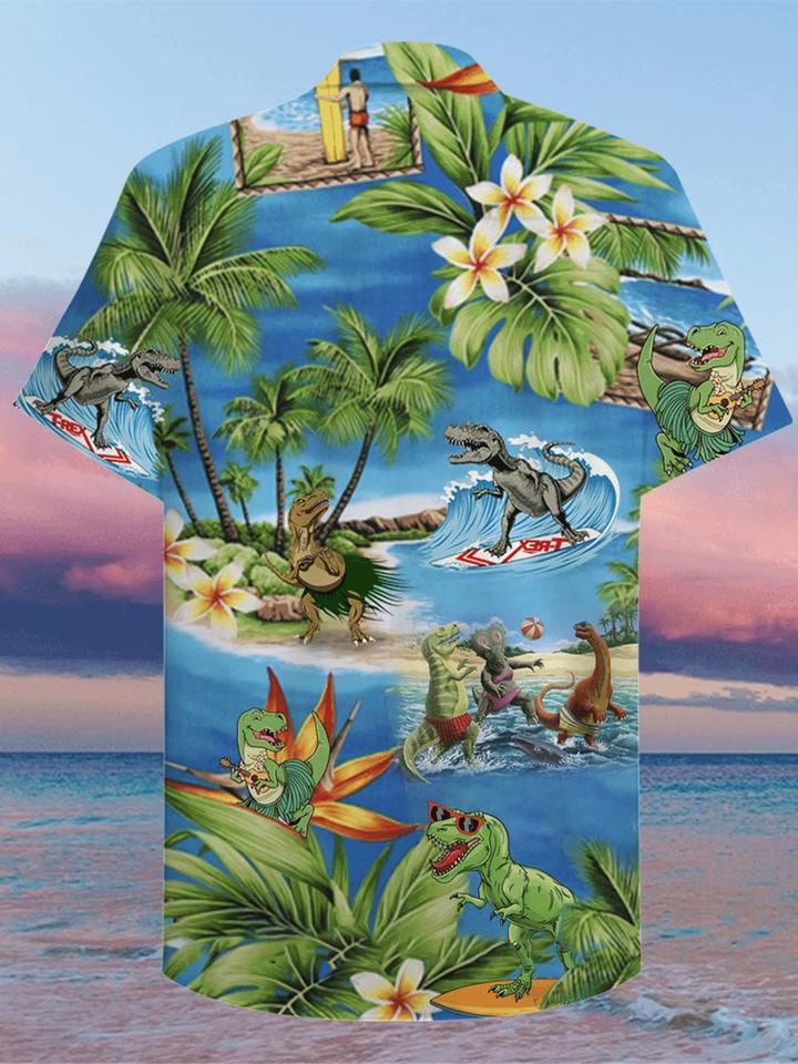 Dinosaur Coconut Tree Hawaiian Shirt Dinosaur Coconut Tree Hawaiian Shirt